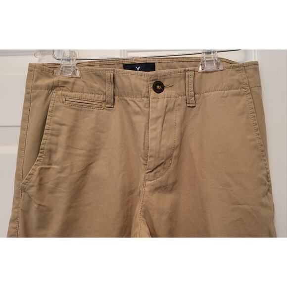 American Eagle Outfitters Women Juniors Size 3 28x30 Brown Khaki's Slim Straight - Picture 3 of 12